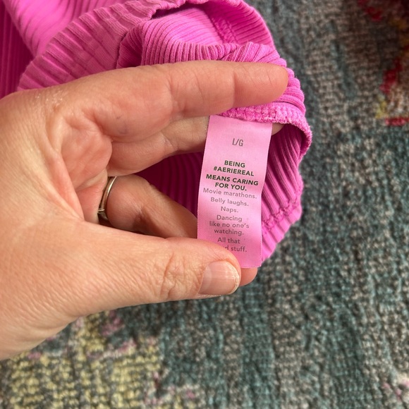 Aerie Road Trip Long Sleeve Henley T-Shirt bundle- green and pink size L - Picture 5 of 5